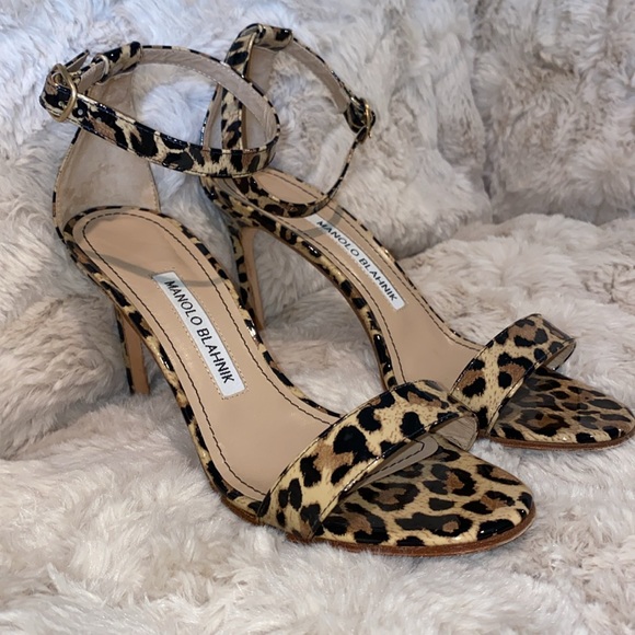 Manolo Blahnik Chaos Leopard Patent Sandals - Picture 2 of 9
